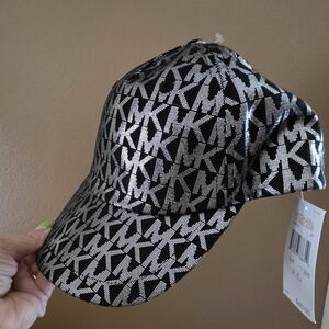 Michael Kors Black and Silver Patterned Cap